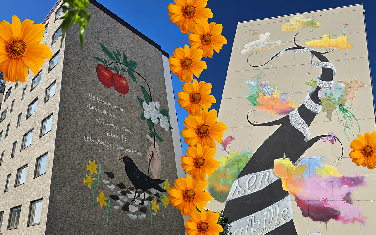 Muraalimaamerkit Tammelassa kertovat Annikin runofestivaalista, ilosta ja luvasta rakastaa